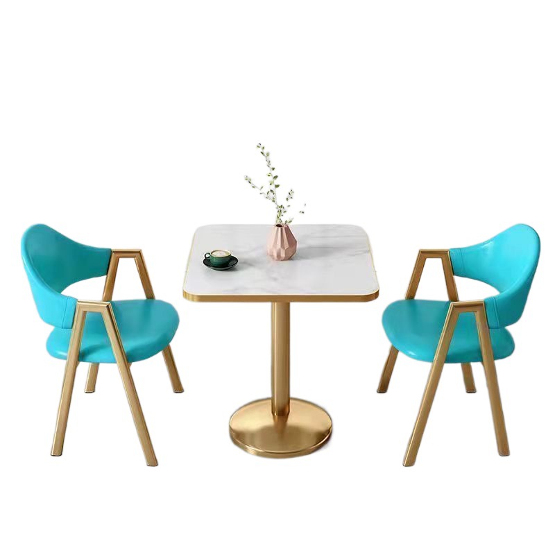 Combinación de mesa y silla de comedor de lujo ligero, apartamento pequeño, tienda de té con leche, cafetería, apartamento, balcón del hotel, recepción de ocio, mesa cuadrada pequeña
