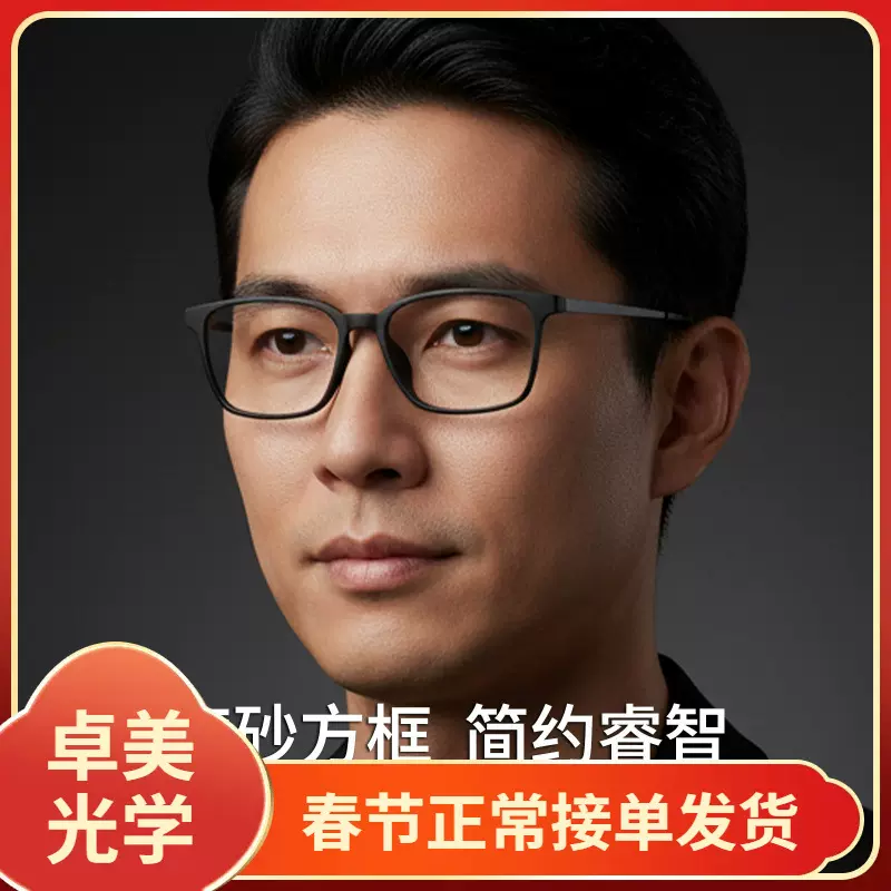 丹阳眼镜超轻TR90眼镜框男纯钛近视眼镜复古方框镜架弹性眼镜9822