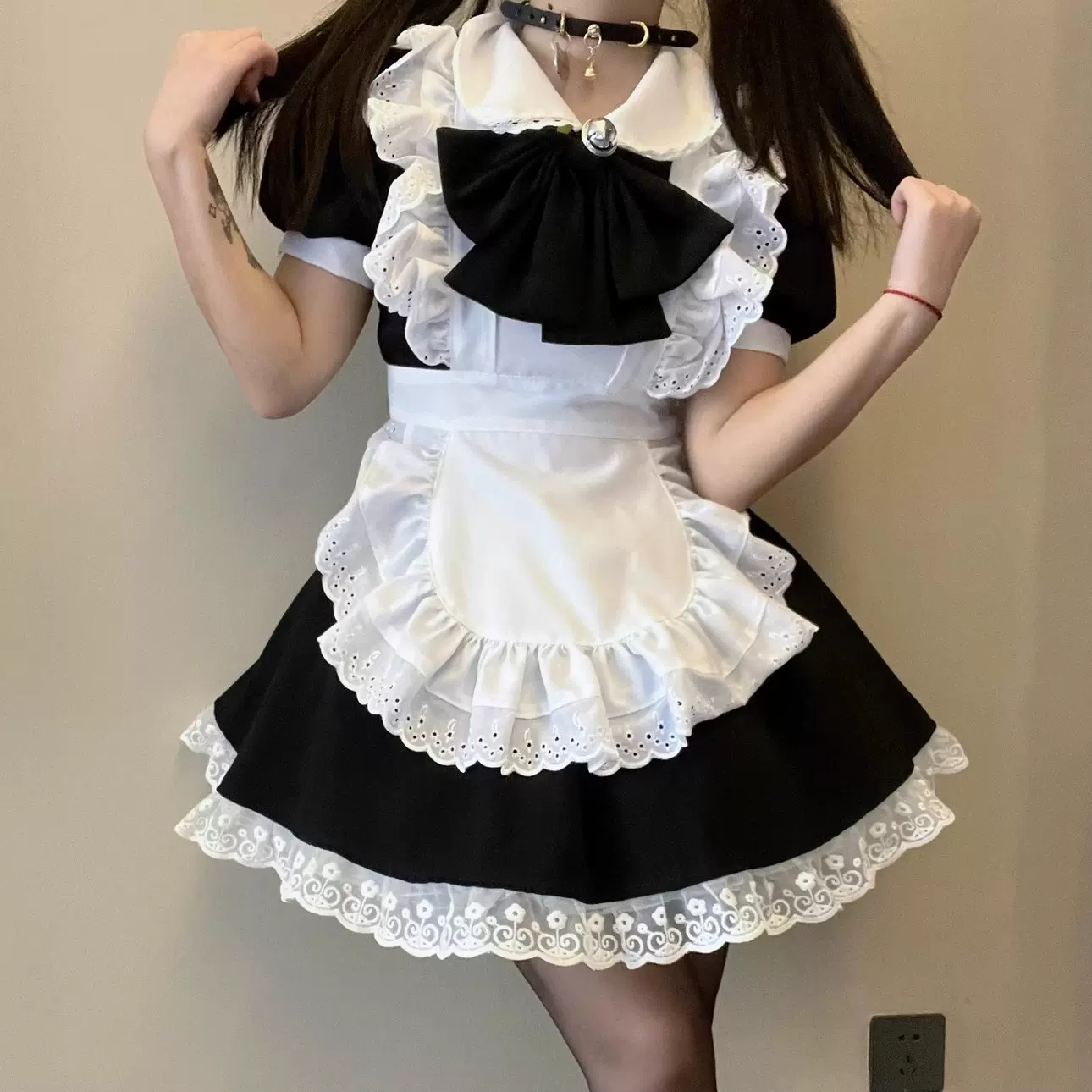 黑白女仆装服洛丽塔多巴胺大蝴蝶结连衣裙cosplay动漫lolita围裙