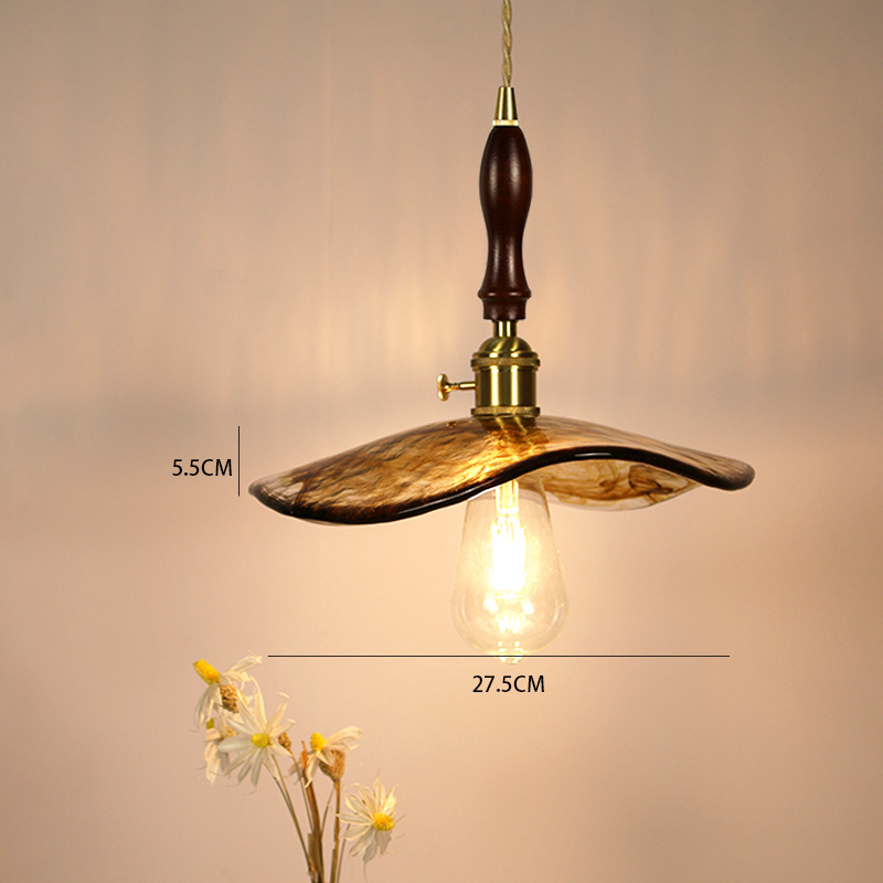 Lámpara de vidrio de ámbar retrógrado de latón nostálgico estilo tranquilo dormitorio dormitorio comedor bar portail candelabro