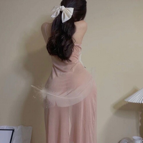 Lingerie for women, sexy strap dress, tempting pajamas, sleepwear with mesh, sheer, extremely tempting, comfortable, slits