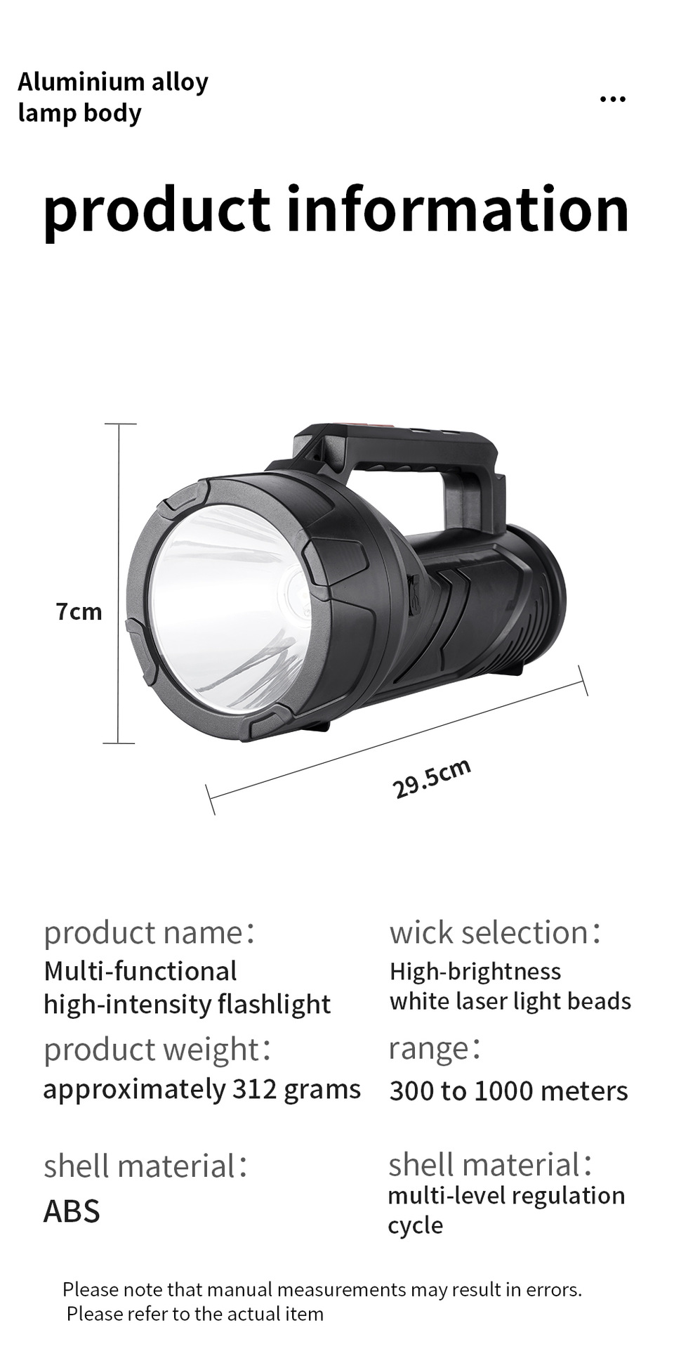 Outdoor Camping Campsite Stretchable Tail Searchlight High Power Strong Light Long Range Flashlight_voghion.com