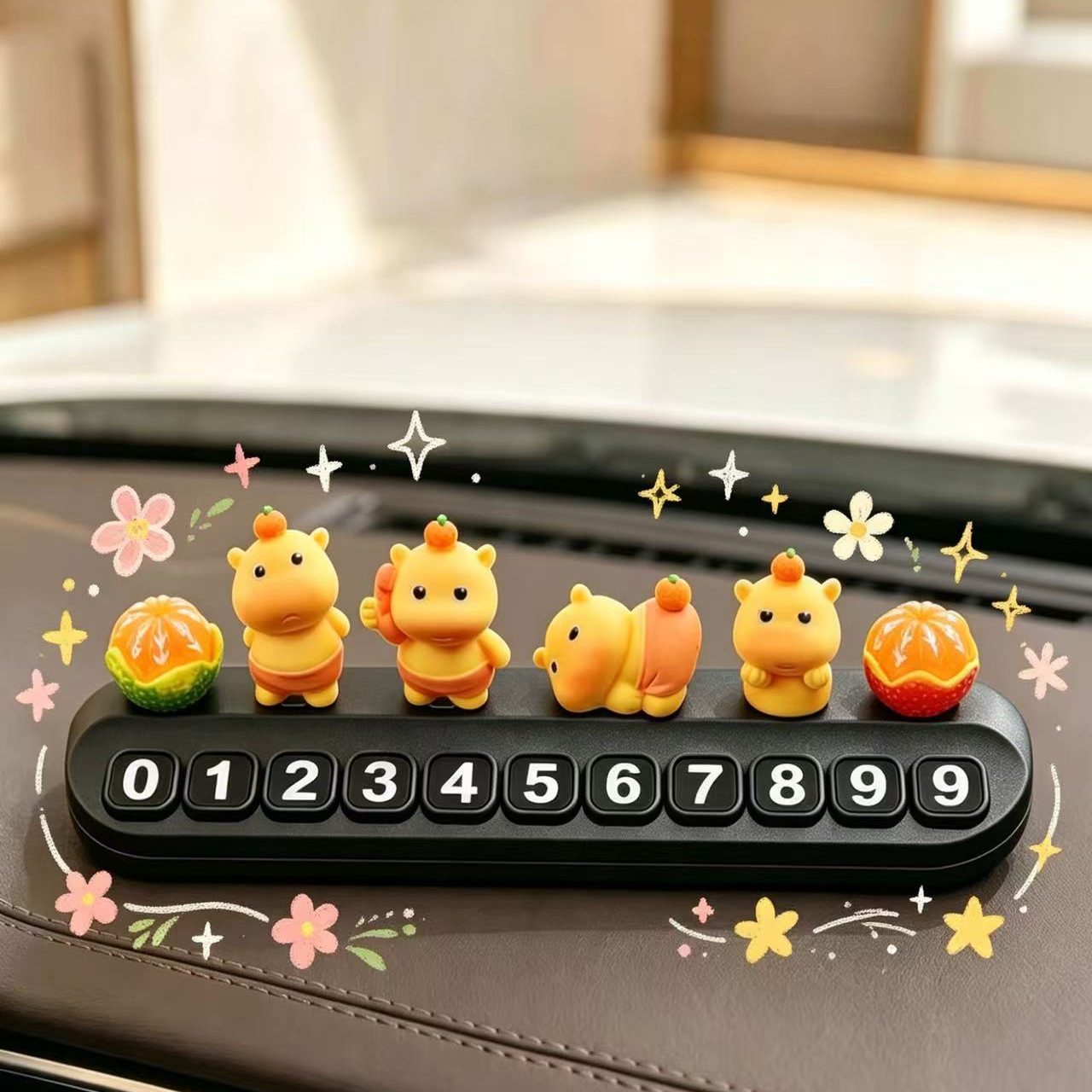 Creative Capybara Temporary Parking Number Plate Car Decoration Interior Accessory Moving Car Phone Number Sign