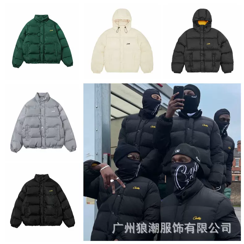 美式嘻哈恶魔岛字母刺绣立领面包服潮牌街头加厚宽松保暖羽绒服短