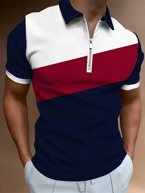 2025 nuevo producto Amazon nuevo estilo europeo y americano casual transfronterizo todo fósforo color de manga corta cremallera camisa POLO MB13