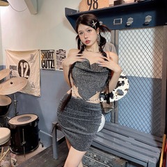 Thai vacation chic, edgy, and spicy-style high-end sexy sheer-look two-piece slimming push-up halter beach bikini for women