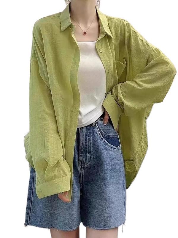2025新款法式衬衣设计感小众上衣绿色薄款防晒衬衫外套女夏|undefined
