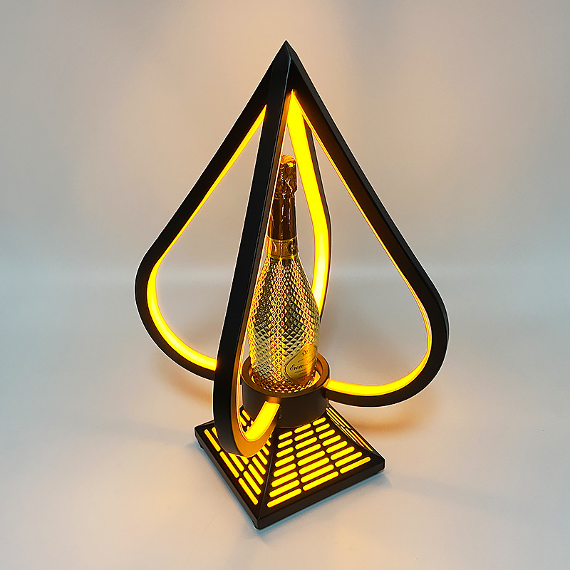 Luminoso acrílico negro melocotón un asiento de vino extranjero soporte de exhibición de vino accesorios de Bar hierro amarillo luz vino asiento verde luz Champagne Rey