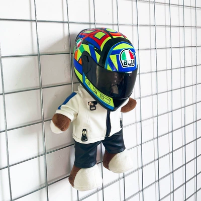 gift racing mechanic motorcycle — Motosiklet dəbilqələri - height-28cm-silver-white-bearagv-lolaupgraded-tail-wing