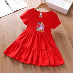 Children's Summer Short Sleeve Dress for Girls, Baby and Toddler, Cute Princess Style Pure Cotton Dress, Fashionable and Comfortable, Ideal for Young Kids