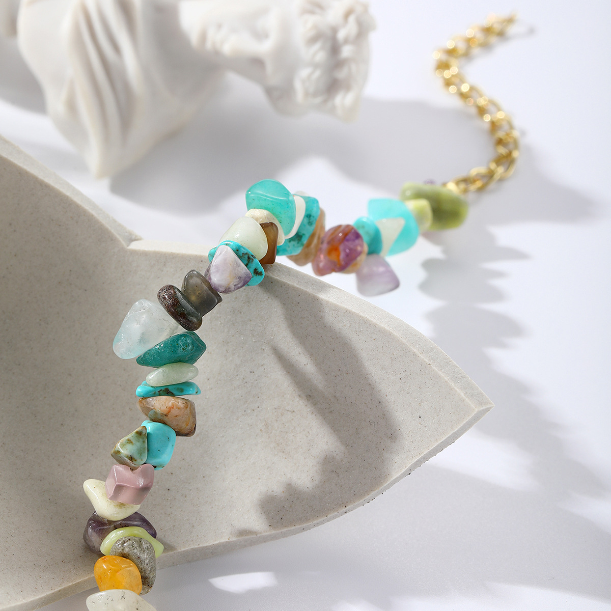 jewelry Bohemian colored gravel bracelet jewelry natural stone bracelet_voghion.com