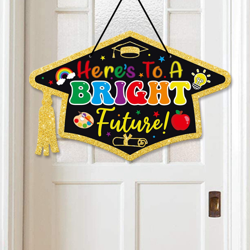 Nuevo producto transfronterizo fiesta de graduación decoración puerta colgante colorido graffiti jardín de infantes temporada de graduación decoración puerta colgante colgante