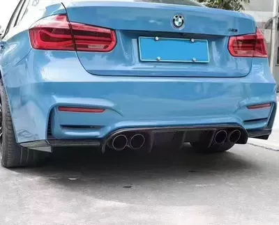 Suitable for 13-19 Bmw 3 Series Big Surrounded - v-style-three-stage-rear-lip-carbon-fiber-pattern