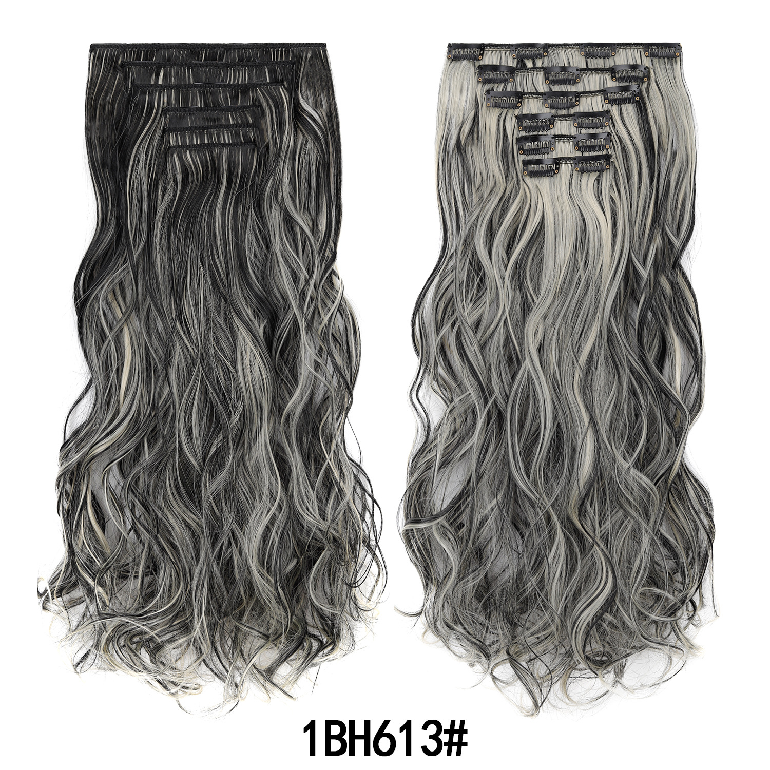 European and American Hair Clip 6-Piece Set 16-Card Women's Long Curly Hair Large Wavy Curly Hair Chemical Fiber Women's Hair Extension Set