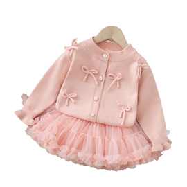 女童春款两件套爱纱公主群蓬蓬裙秋冬新款女宝宝韩版针织开衫其他