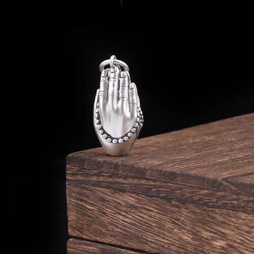 Chiba Taiyin Lucky Buddha Hand Pendant for Men and Women Bright Frosted Retro Trendy Couple Buddha Bead Necklace Pendant