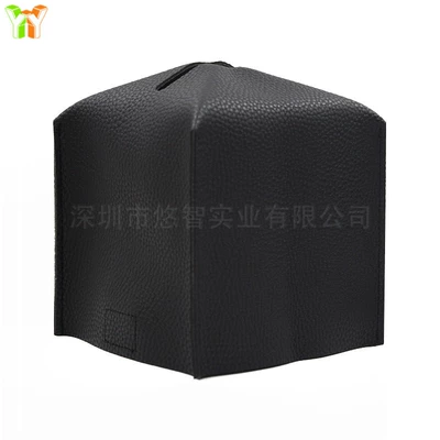 ins Wind Car Tissue Box Korean Style Household Tissue Cover Small Square Leather Tissue Bag Spot Supply (Car tissue box/set) - black
