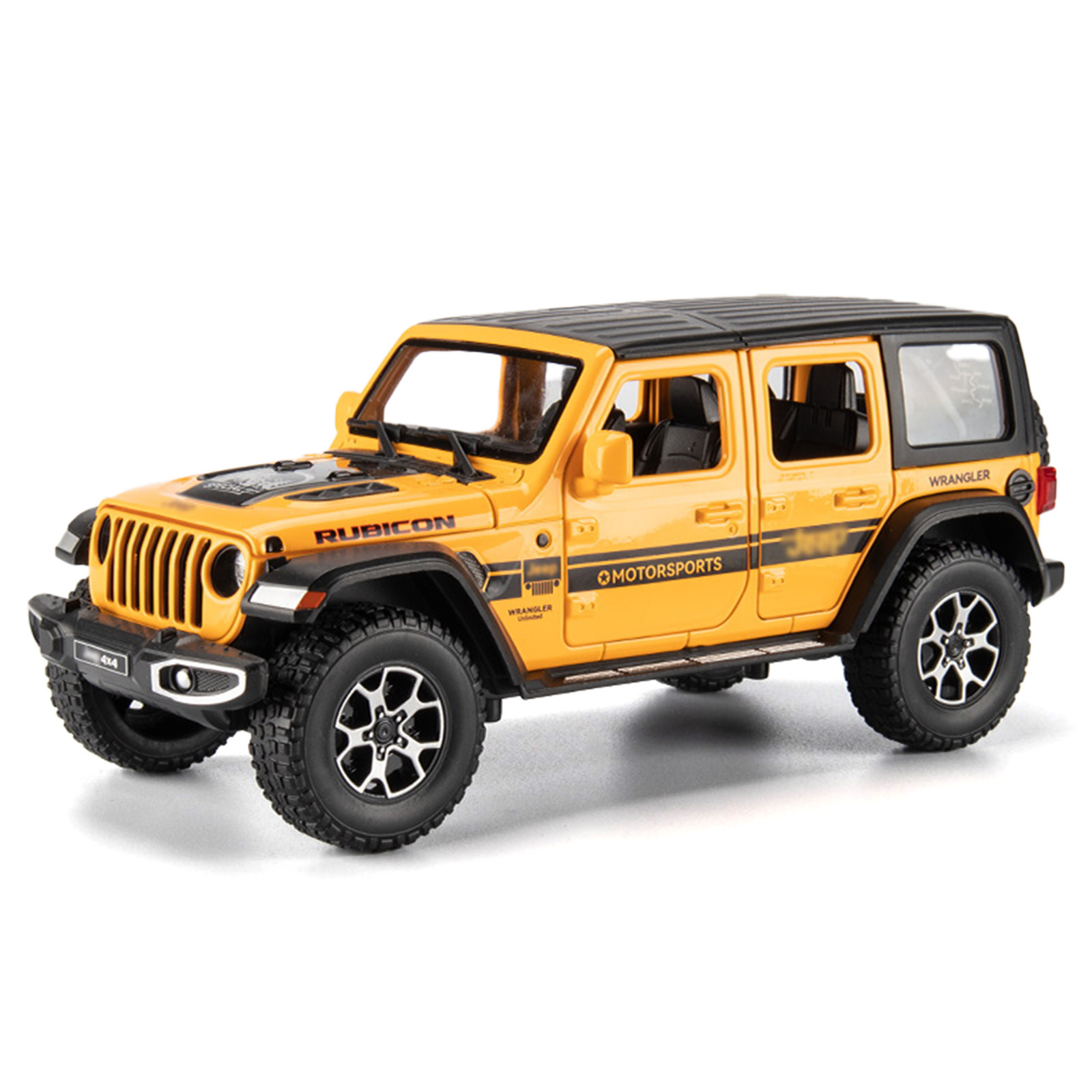 1: 24 Jeep Wrangler aleación de automóvil imitación verdadera puerta abierta retorno sonoro y luz juguetes para niños decoración de vehículo todoterreno