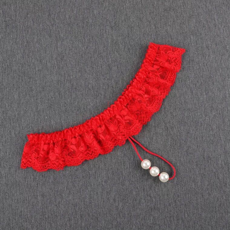 Ropa interior sexy de las mujeres europeas y americanas perla transparente Tanga cintura baja encaje tentación mujer T pantalones ropa interior sexy