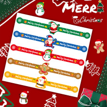 现货批发圣诞节长条贴纸卡通圣诞老人贴画礼盒包装封口贴烘焙装饰