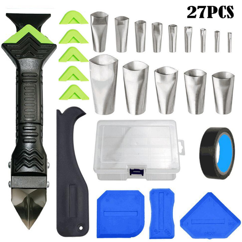 박스형 (27 피스 세트 [14 스테인리스 고무 노즐 + 그린 쓰리인원 메탈 스크레이퍼 1 + 6 소프트 헤드 + 4 음양 스크레이퍼 + 1 테이프 + 1 박스]]