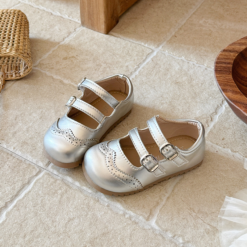 Zapatos de cuero suave para niñas 2026 primavera y otoño nuevos zapatos de princesa de cabeza redonda para niños, zapatos de estilo británico Lefour, zapatos de abertura superficial image 5