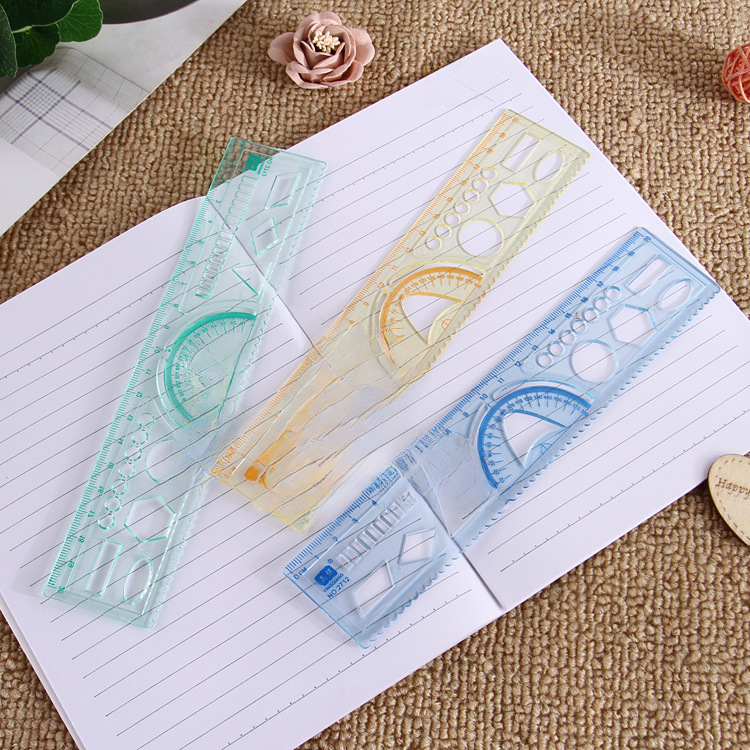Wholesale Creative 20cm Ruler Student Stationery Multi-functional Four-in-One Ruler for Learning Drawing Office Hollow Ruler