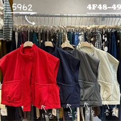 wj2025秋季新款女高领日系马甲坎肩上衣开衫外贸背心厚款大口袋