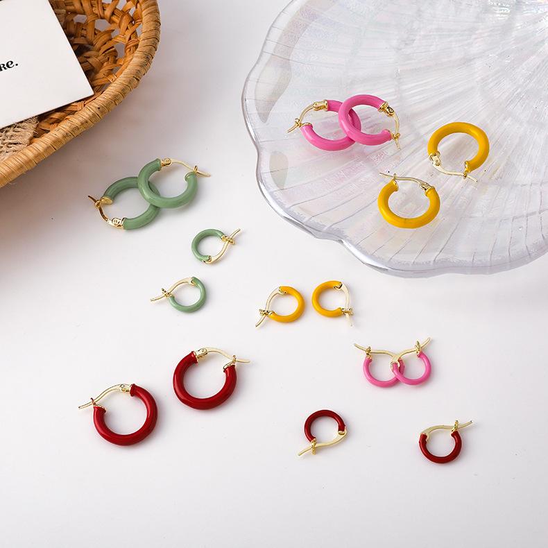 Korean Style Fashion Candy Color Small Circle Earrings display picture 20