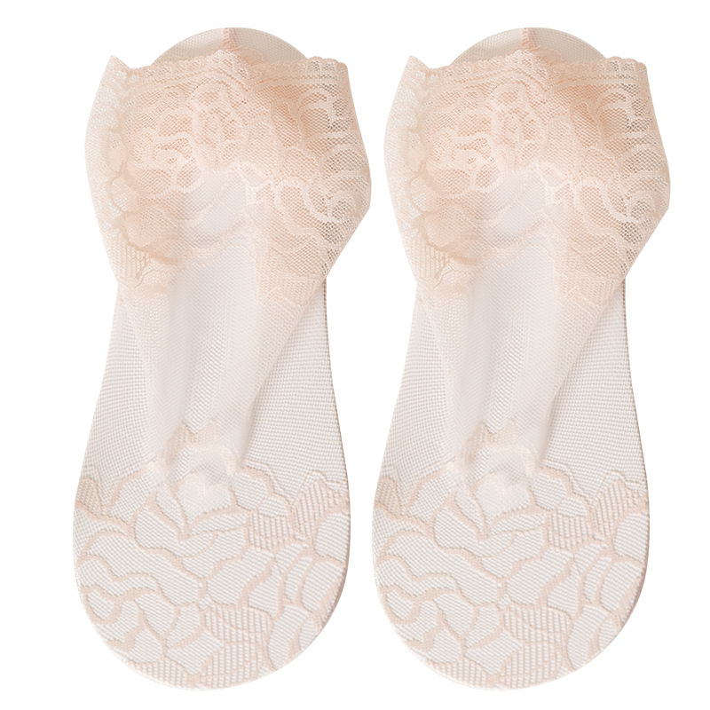 Calcetines de encaje de verano transpirables antideslizantes no caen calcetines de tacones dulces calcetines invisibles de boca superficial al por mayor