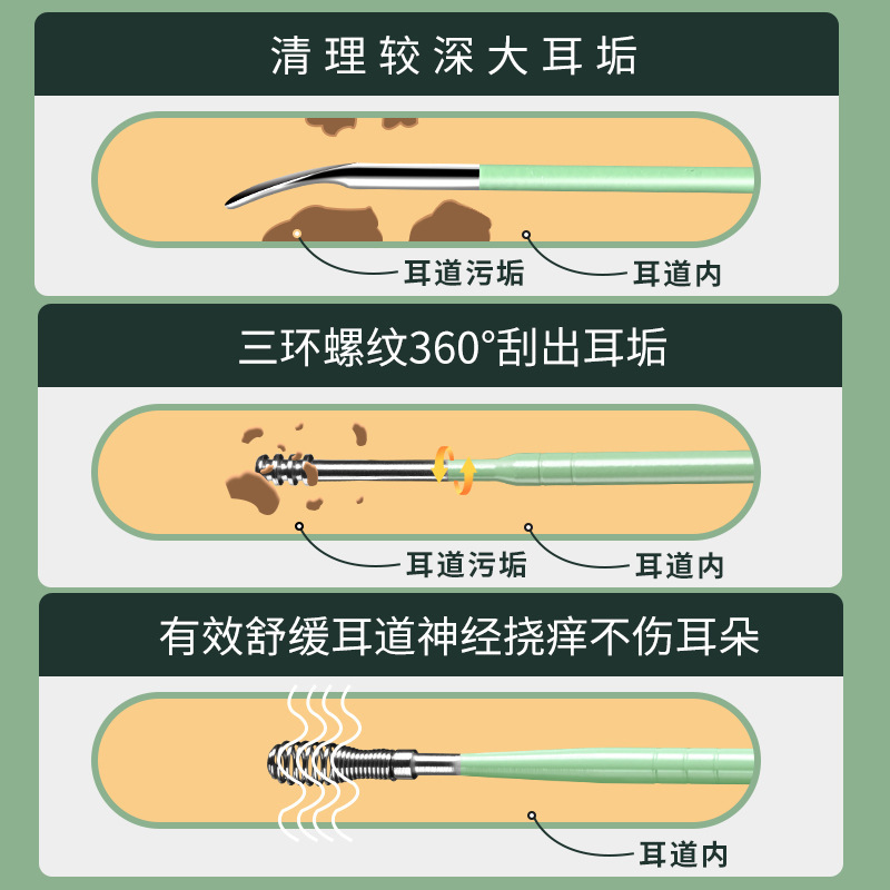 Kit de cuchilla de orejas para niños, cuchilla de orejas en espiral para niños, herramienta de orejas para adultos.