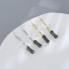 Bamboo small design earrings jade from pearl, trend of season, high-quality style, 2024 years