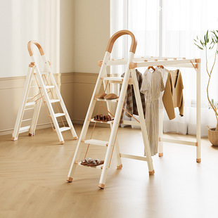 Gemeiju Ladder Clothes Drying Rack Dual-Purpose Foldableing Household Thickeneded Multi-Functional Telescopic Ladder Foldableing Clothes Drying Ladder Lingzhi