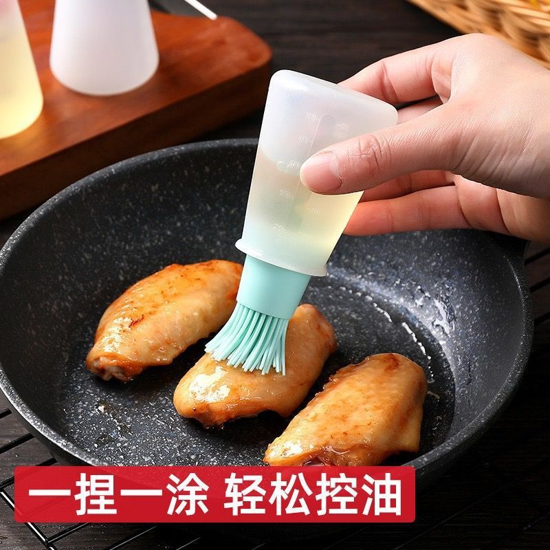 屋外バーベキューオイルボトルブラシシリコーンオイルボトルブラシ蓋とスケールオイルボトルソースブラシ家庭用ベーキングボトル|undefined