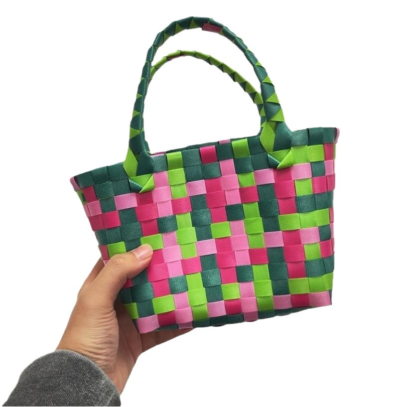 Basket Woven Bag DIY Prototype Bag Portable Vegetable Basket Bag Children's Hand Gift Birthday Centenary Woven Bag