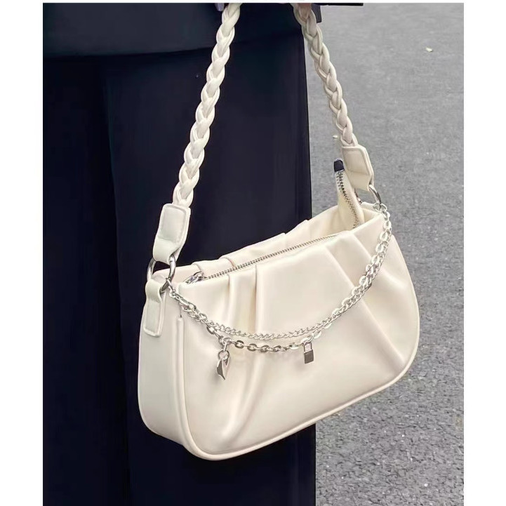 Plissierte Cloud Umhängetasche Für Damen Mit Kette Handtasche_voghion.com