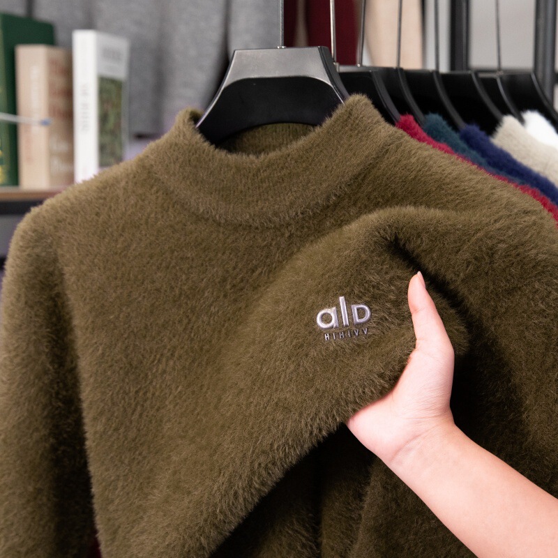 Men's Imitation Mink Thickeneded Half Turtleneck Knitwear Autumn and Winter Printed Non-Fading and Non-Pilling Warm Knitwear Men's Imitation Mink Thickeneded Half Turtleneck Knitwear Autumn and Winter Printed Non-Fading and Non-Pilling Warm Knitwear