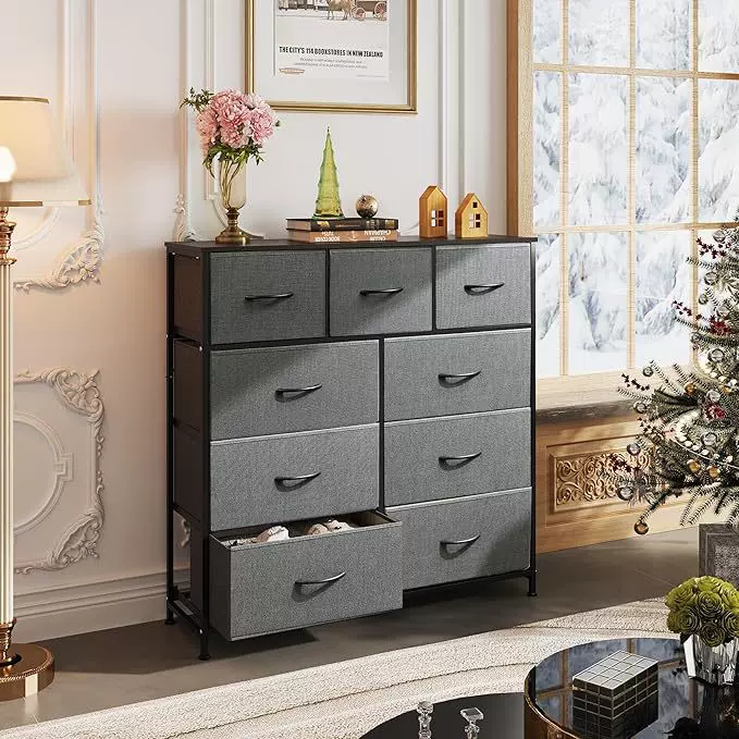 外贸定制抽屉梳妆台带织物抽屉壁橱大容量多格收纳储物柜置物架