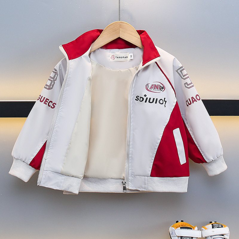 7701 Chaqueta a juego de colores de primavera para niños 2025 nueva chaqueta deportiva de ocio de estilo occidental para niños pequeños y medianos rompevientos primavera y otoño