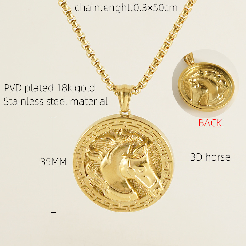 クロスボーダーヨーロッパとアメリカのファッションステンレス鋼ラウンドペンダント 18 K ゴールド誇張聖母マリアネックレス男性と女性の卸売|undefined