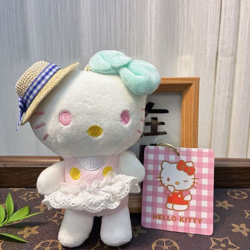 新品马卡龙草帽款猫咪毛绒公仔玩偶书包挂件娃娃钥匙扣挂饰礼品|undefined
