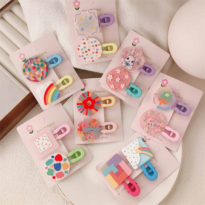 Cream Candy coreano para niños impresión de color flor gran patrón de patrón de boca de pato para niñas padres e hijos pintados en pulverización de colores
