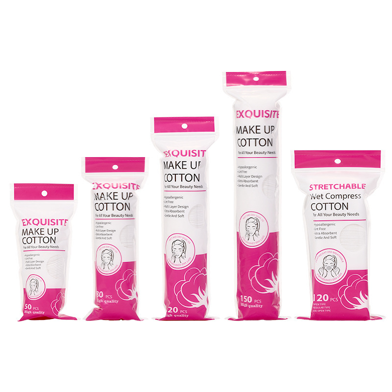 150 piezas de algodón de maquillaje circular en inglés, algodón de maquillaje limpiador húmedo, algodón redondo neutro Z101