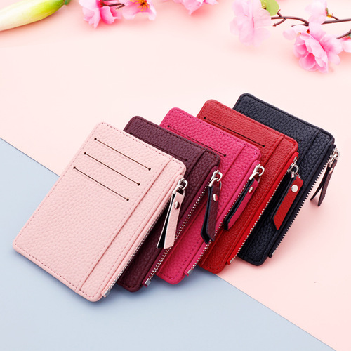 Women's ultra-thin card holder Korean style coin purse zipper card bag candy color bus student bank card holder dollar bag