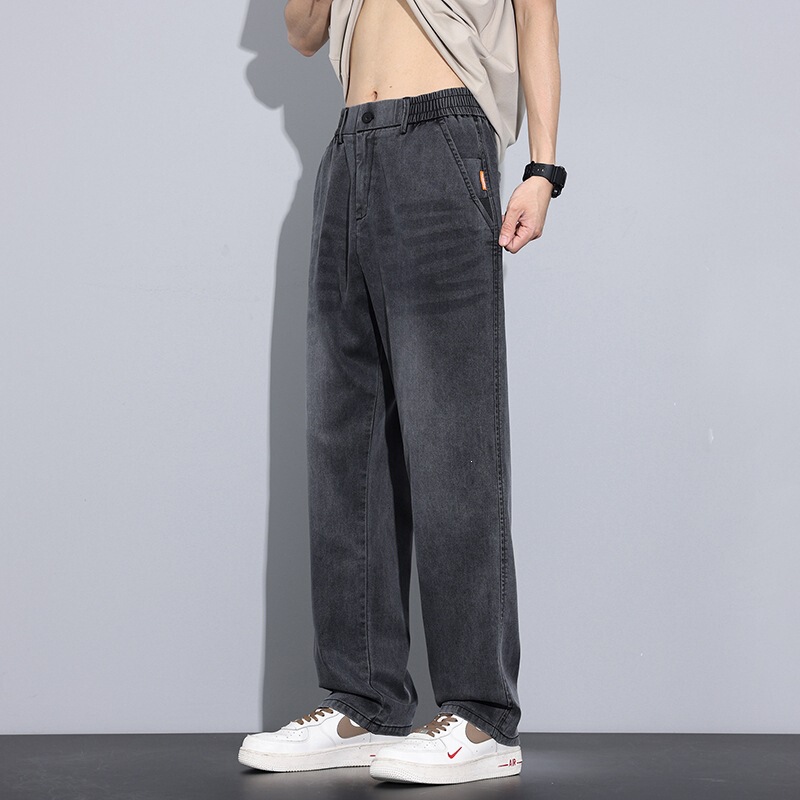 We Are Sincerely Seeking Agents for Men's Lyocell Jeans, Spring and Summer Thin Styles, Versatile for Young and Middle-Aged Men, Durable Casual Straight-Leg Pants