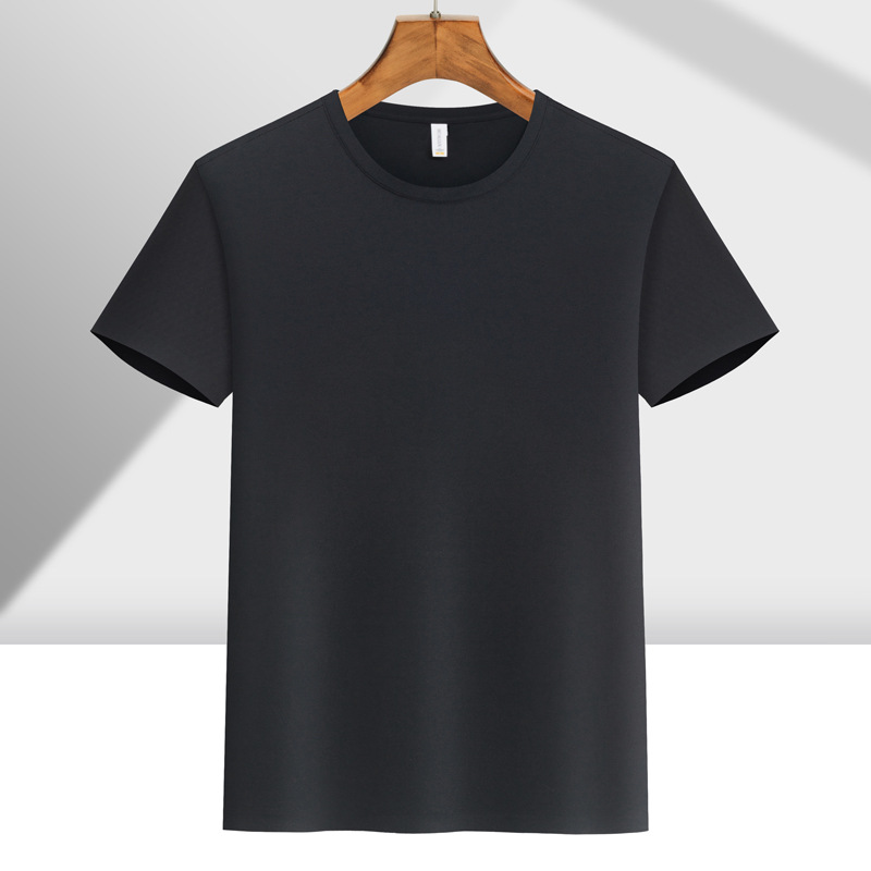 Camiseta de trabajo de alta gama, sin costuras, de nailon, con cuello redondo, manga corta, impresión de logotipo personalizado, uniforme de equipo para hombres y mujeres, bordado deportivo ejecutivo.