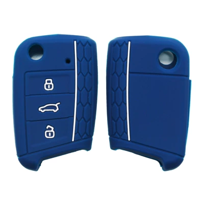 Static Rod/Key Bag — Silicone Car Key Case - deep-blue-and-white-lines