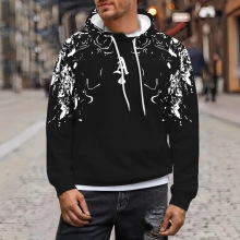 欧美外贸亚马逊2024春季休闲动物植物图案男士连帽卫衣MC11