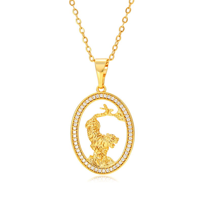 Xuping comercio exterior joyas transfronterizas al por mayor INS marea hip-hop animal colgante collar tigre colgante dorado galvanizado
