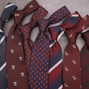 Tie Men's formal wear wedding groom Men's business blue red hand knotted suit striped animal pattern tie